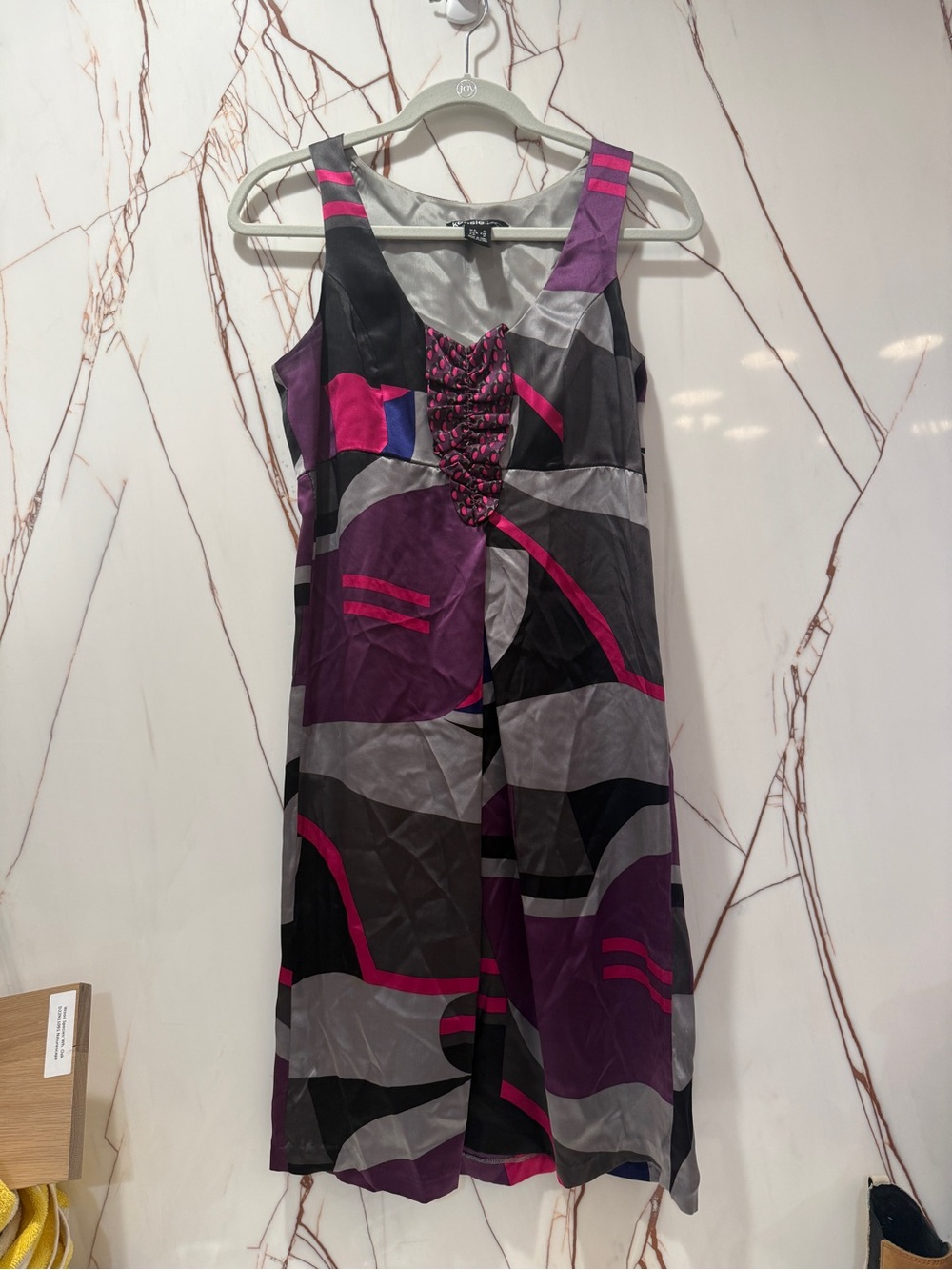 Kensie Sleeveless Abstract Print Dress in Purple and Pink